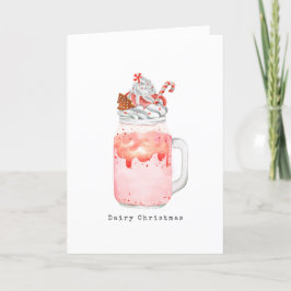 Tarjeta Festiva Navidades lácteos Peppermint Mason Jar Milkshake