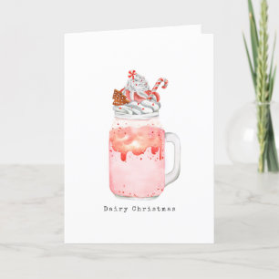 Tarjeta Festiva Navidades lácteos Peppermint Mason Jar Milkshake