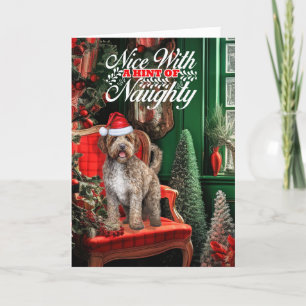 Tarjeta Festiva Navidades Lagotto Romagnolo Perro travieso o bonit