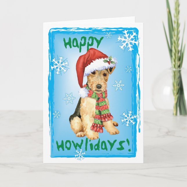 Tarjeta Festiva Navidades Lakeland Terrier (Anverso)