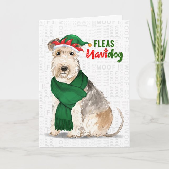 Tarjeta Festiva Navidades Lakeland Terrier Fleas NaviDOG (Anverso)