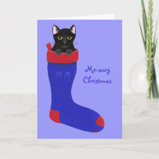 Tarjeta Festiva Navidades levantando gato, Navidades miedosos
