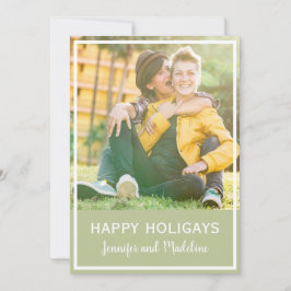 Tarjeta Festiva NAVIDADES LGBT Happy Holigays Photo Olive Green