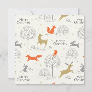 Tarjeta Festiva Navidades lindos conejo de ciervos forestales - Re