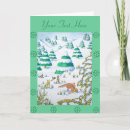 Tarjeta Festiva navidades lindos de zorro y conejo