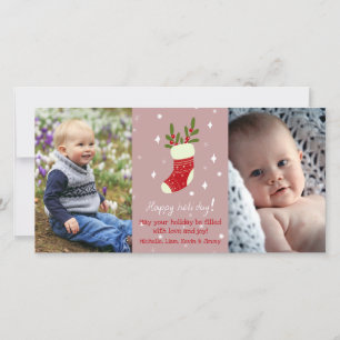 Tarjeta Festiva Navidades lindos haciendo Personalizado 2 fotos fe