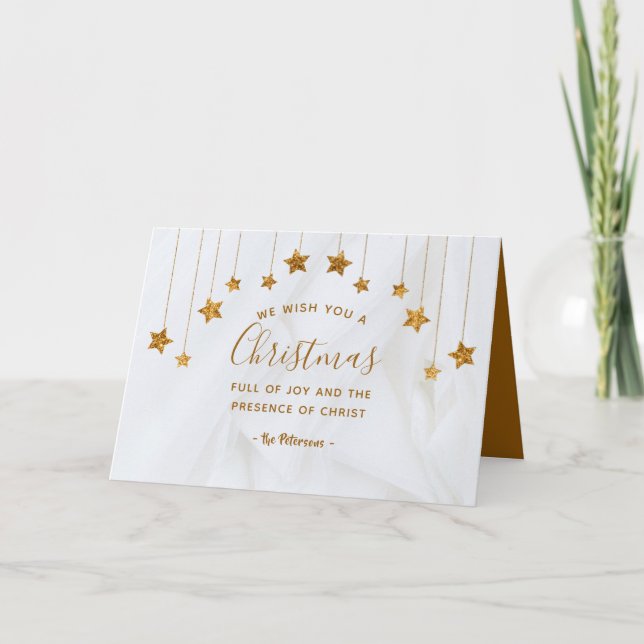 Tarjeta Festiva Navidades llenos de alegría y presencia de Cristo (Anverso)