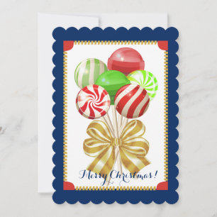 Tarjeta Festiva Navidades lollipops dulces confecciones arco
