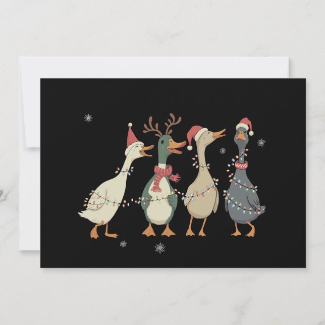 Tarjeta Festiva Navidades Luces Ducks Funny Animals Lover (Anverso)