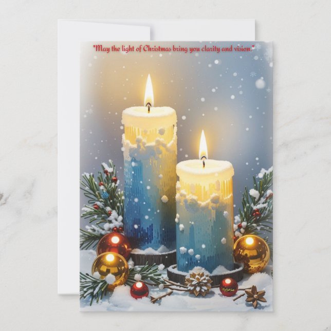 Tarjeta Festiva Navidades luz de claridad y visión: saludo (Anverso)