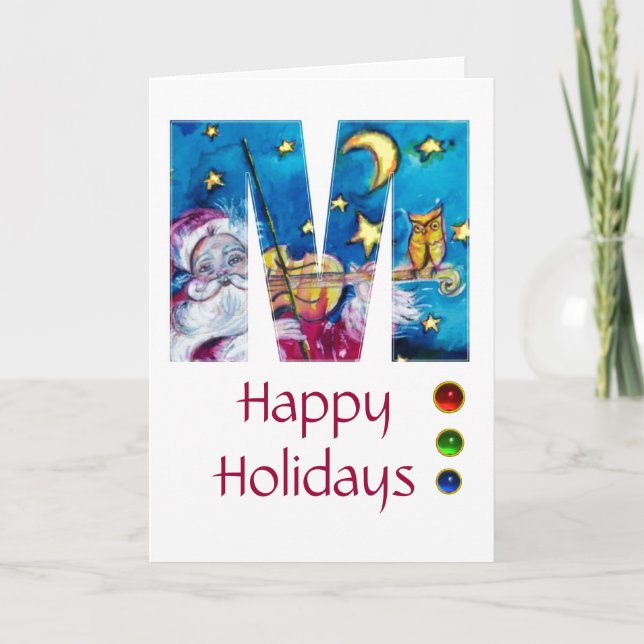 TARJETA FESTIVA NAVIDADES M LETTER / INSPIRADO SANTA MONOGRAM (Anverso)