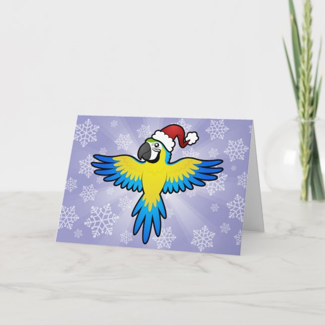 Tarjeta Festiva Navidades Macaw / Loro (Anverso)