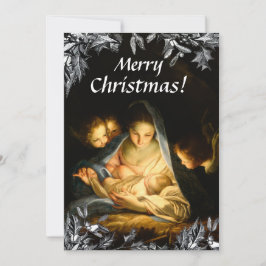 Tarjeta Festiva Navidades Madonna Child ClassicArt Victorian Holly