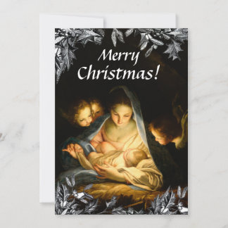 Tarjeta Festiva Navidades Madonna Child ClassicArt Victorian Holly