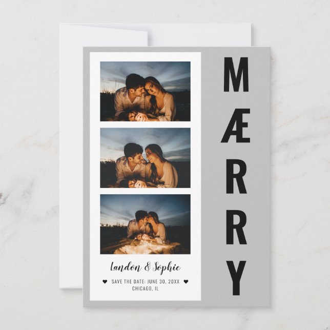 Tarjeta Festiva navidades "MAERRY" guardan la foto de la fecha | G (Anverso)