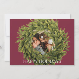 Tarjeta Festiva Navidades magenta modernos Wreath Photo