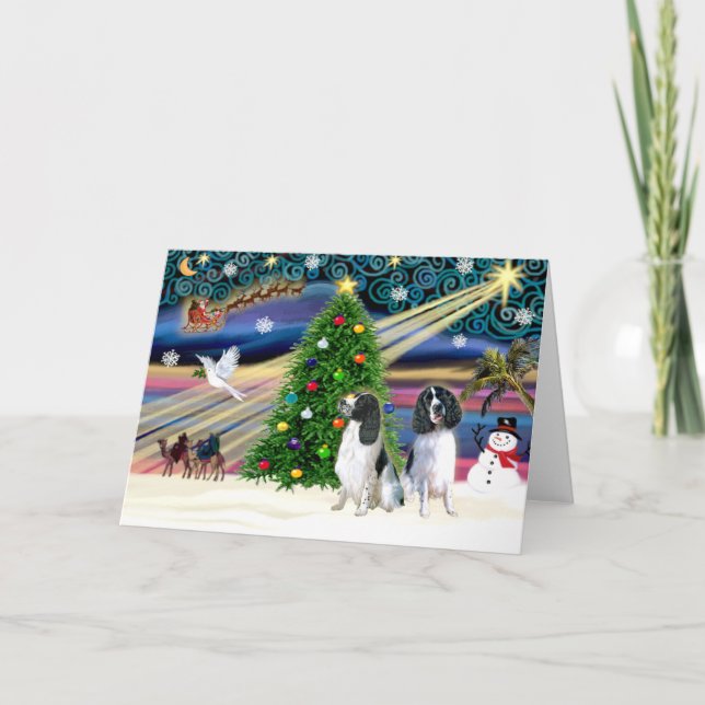 Tarjeta Festiva Navidades Magic English Springers (dos) (Anverso)