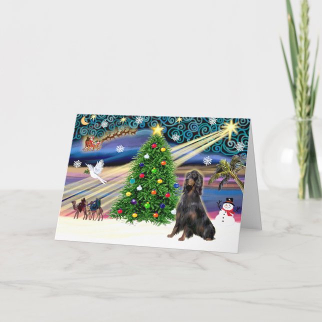 Tarjeta Festiva Navidades Magic Gordon Setter (Anverso)