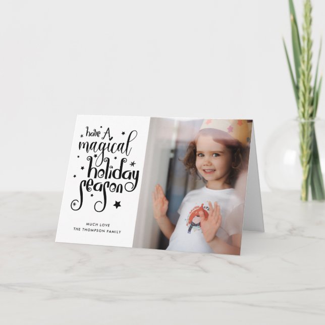 Tarjeta Festiva Navidades mágicos de fotografía de temporada de fe (Anverso)