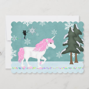 Tarjeta Festiva Navidades mágicos de unicornio y de los bosques de