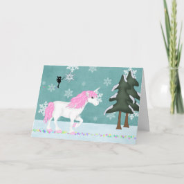 Tarjeta Festiva Navidades mágicos de unicornio y de los bosques de