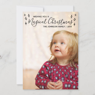 Tarjeta Festiva Navidades mágicos fotografía caligrafía negra