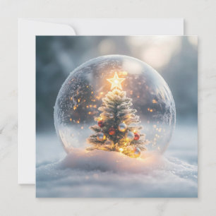 Tarjeta Festiva Navidades mágicos: Globe de nieve con árbol brilla