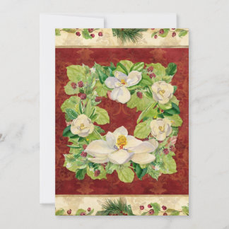 Tarjeta Festiva Navidades Magnolia Wreath n Pine Boughe Naturaleza