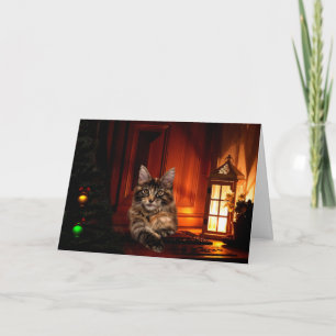 Tarjeta Festiva Navidades Maine Coon