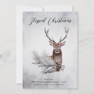 Tarjeta Festiva Navidades Majestuosos Rústicos Antlers Pine Cone