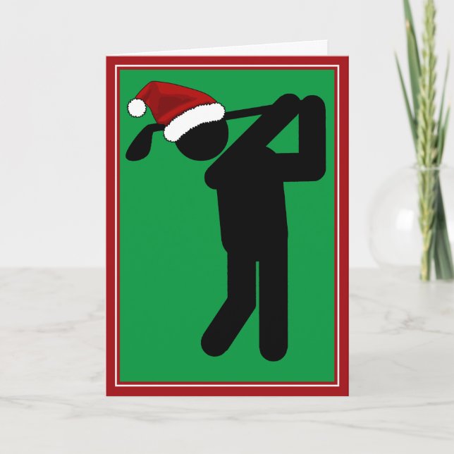 Tarjeta Festiva Navidades Male Golfer - Símbolo de golf (Anverso)