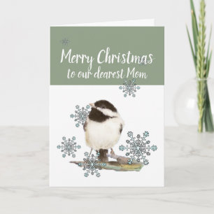 Tarjeta Festiva Navidades Mamá de nosotros Nieve Cute Chickadee Bi