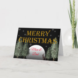 Tarjeta Festiva Navidades Mamá papá Moonlit Deer Tradicional