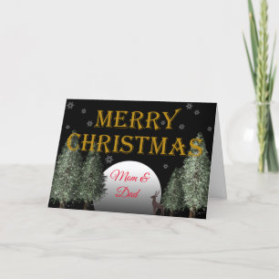 Tarjeta Festiva Navidades Mamá papá Moonlit Deer Tradicional