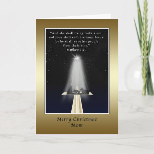 Tarjeta Festiva Navidades, mamá, religión, nacionalidad y cruz