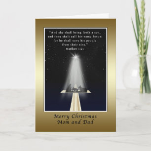 Tarjeta Festiva Navidades, mamá y papá, religión