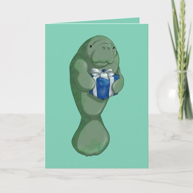 Tarjeta Festiva Navidades Manatee (Anverso)