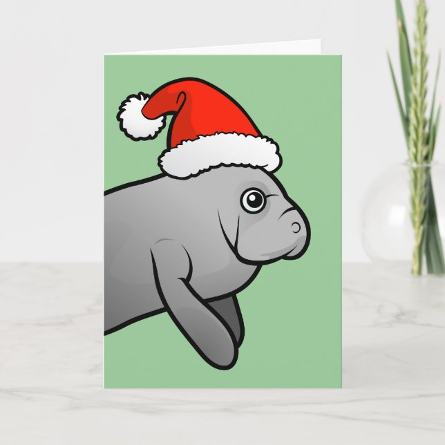 Tarjeta Festiva Navidades Manatee Santa (Anverso)