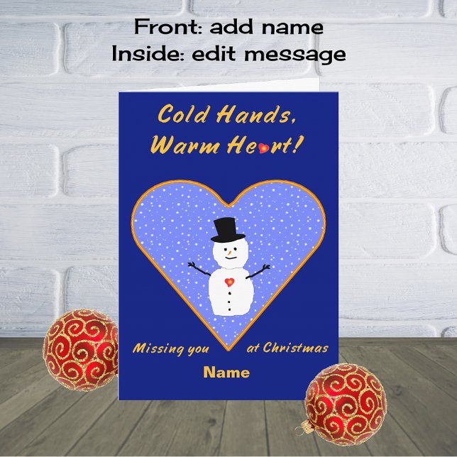Tarjeta Festiva Navidades manos frías corazón cálido personalizado (Subido por el creador)