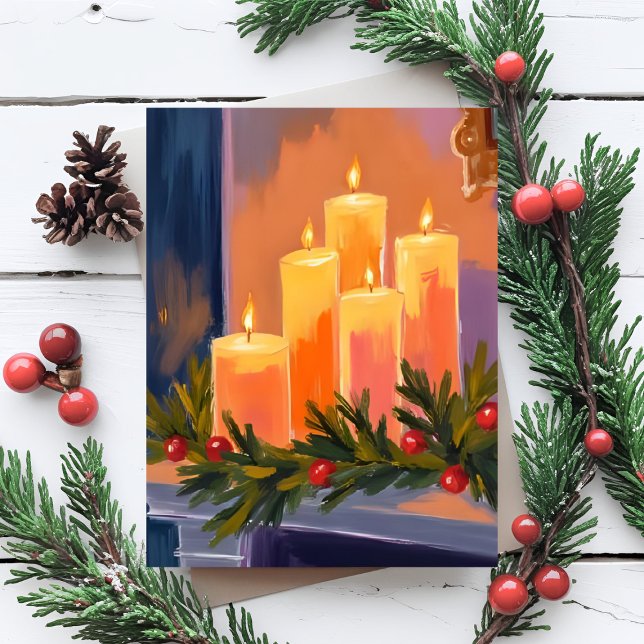 Tarjeta Festiva Navidades Mantle Candles Garland (Subido por el creador)