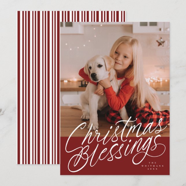 Tarjeta Festiva Navidades manuscritos Blessing guión foto (Anverso / Reverso)