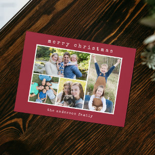 Tarjeta Festiva Navidades máquina de escribir moderna 4 Collage de