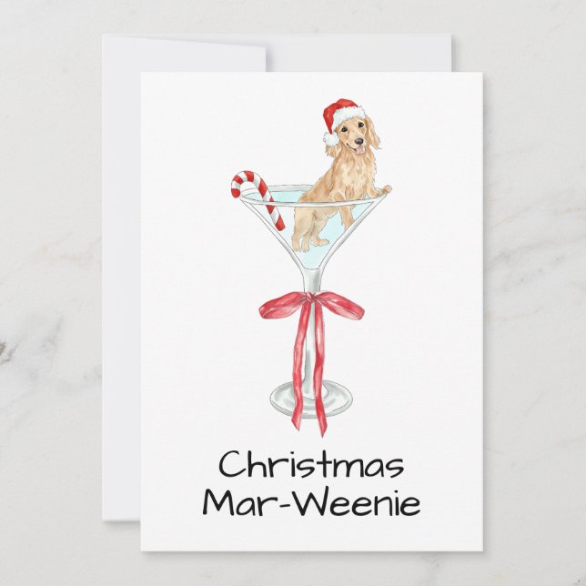 Tarjeta Festiva Navidades Mar-Weenie Dachshund (Anverso)