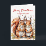 Tarjeta Festiva Navidades Maravillosa novia Cute Squirrel<br><div class="desc">Navidades acarician ardillas Maravillosa novia Silly pero lleno de amor Feliz Navidad</div>