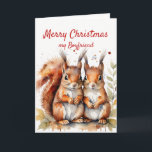 Tarjeta Festiva Navidades Maravilloso Novio Cute Squirrel<br><div class="desc">Navidades acarician ardillas Maravilloso novio Silly pero lleno de amor Feliz Navidad</div>