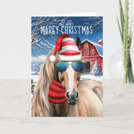 Tarjeta Festiva Navidades MARE y Red Roan Horse Funny