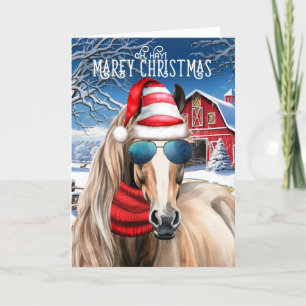 Tarjeta Festiva Navidades MARE y Red Roan Horse Funny