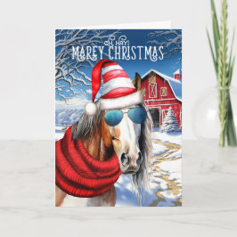 Tarjeta Festiva Navidades MAREy de American Paint Horse