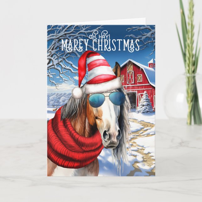 Tarjeta Festiva Navidades MAREy de American Paint Horse (Anverso)