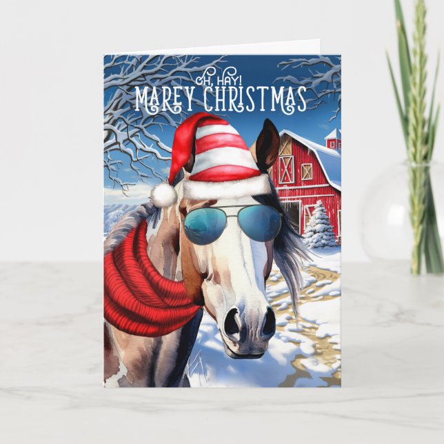 Tarjeta Festiva Navidades MAREy de American Paint Horse (Anverso)